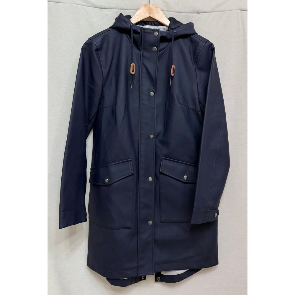 Levi's Women's Raincoat Navy Blue Polyurethane Hooded Parka Outdoor Classic S